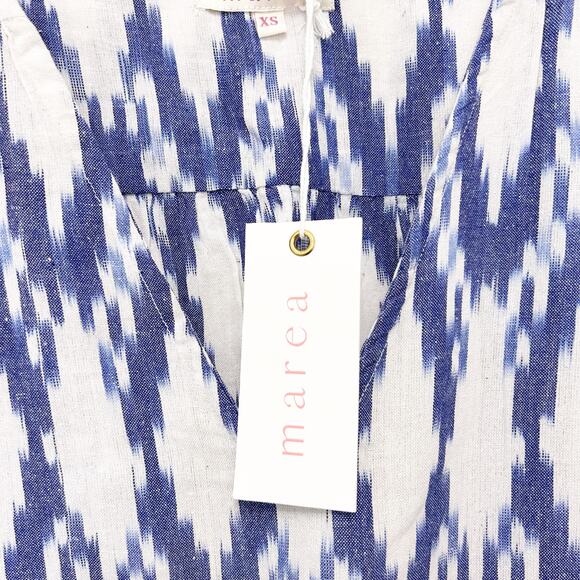 Marea Blue Ikat Printed Tassel Cover Up Sz XS - Picture 3 of 6